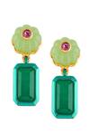 Shop_Isharya_Green Stones Garden Muse Statement Earrings _at_Aza_Fashions