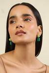 Buy_Isharya_Green Stones Garden Muse Statement Earrings _at_Aza_Fashions