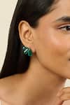 Isharya_Green Emerald Glint Stud Earrings _at_Aza_Fashions