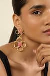 Buy_Isharya_Pink Rosé Radiance Dangler Earrings _Online_at_Aza_Fashions