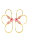 Shop_Isharya_Pink Stones Petal Dusk Stud Earrings _at_Aza_Fashions