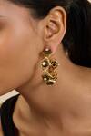 Isharya_Black Stones Midnight Bloom Hoop Earrings _at_Aza_Fashions