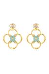 Shop_Isharya_Gold Plated Stones Midnight Bloom Dangler Earrings _at_Aza_Fashions