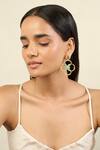 Buy_Isharya_Gold Plated Stones Midnight Bloom Dangler Earrings _at_Aza_Fashions