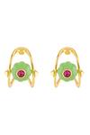 Shop_Isharya_Green Stones Verdant Charm Huggie Hoops _at_Aza_Fashions