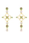 Shop_Isharya_Green Stones Botanic Brilliance Dangler Earrings _at_Aza_Fashions