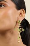 Isharya_Green Stones Botanic Brilliance Dangler Earrings _at_Aza_Fashions