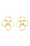 Shop_Isharya_Gold Plated Crystals Rosy Radiant Earrings _at_Aza_Fashions