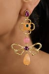 Shop_Isharya_Pink Beads Dusky Bloom Dangler Earrings _Online_at_Aza_Fashions