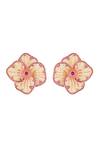Shop_Isharya_Pink Stones Rosé Frost Stud Earrings _at_Aza_Fashions