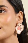 Isharya_Pink Stones Rosé Frost Stud Earrings _at_Aza_Fashions