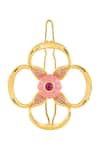 Shop_Isharya_Pink Beads Whimsical Blossom Hair Clip _at_Aza_Fashions
