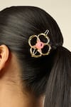 Shop_Isharya_Pink Beads Whimsical Blossom Hair Clip _Online_at_Aza_Fashions