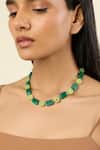 Shop_Isharya_Green Verdant Bloom Statement Necklace _Online_at_Aza_Fashions