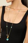 Isharya_Blue Celestial Bloom Long Toggle Necklace _at_Aza_Fashions