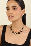 Isharya_Black Midnight Garden Collar Necklace _at_Aza_Fashions