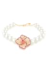 Shop_Isharya_Pink Floral Symphony Choker Necklace _at_Aza_Fashions