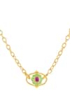 Isharya_Green Enchanted Blossom Pendant Necklace _Online_at_Aza_Fashions