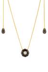 Isharya_Black Noir Garden Statement Necklace _Online_at_Aza_Fashions