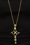 Isharya_Gold Plated Rosé Garden Pendant Necklace _at_Aza_Fashions