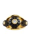 Shop_Isharya_Black Stones Noir Luxe 18k Gold Plated Ring _at_Aza_Fashions