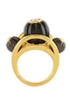 Isharya_Black Stones Noir Luxe 18k Gold Plated Ring _Online_at_Aza_Fashions