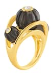 Buy_Isharya_Black Stones Noir Luxe 18k Gold Plated Ring _Online_at_Aza_Fashions