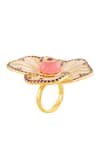 Isharya_Pink Stones Blossom Reverie 18k Gold Plated Ring _Online_at_Aza_Fashions