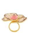 Buy_Isharya_Pink Stones Blossom Reverie 18k Gold Plated Ring _Online_at_Aza_Fashions