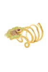 Isharya_Gold Plated Stones Floral Whimsy 18k Ring _Online_at_Aza_Fashions