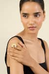 Buy_Isharya_Gold Plated Stones Floral Whimsy 18k Ring _at_Aza_Fashions