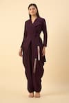 Aakaar_Purple Moss Crepe Blazer Dhoti Set _Online_at_Aza_Fashions