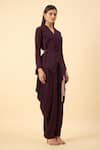 Buy_Aakaar_Purple Moss Crepe Blazer Dhoti Set _Online_at_Aza_Fashions