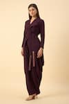 Shop_Aakaar_Purple Moss Crepe Blazer Dhoti Set _Online_at_Aza_Fashions