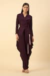 Buy_Aakaar_Purple Moss Crepe Blazer Dhoti Set _at_Aza_Fashions