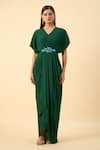 Shop_Aakaar_Green Draped Maxi Dress _Online_at_Aza_Fashions