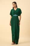 Buy_Aakaar_Green Draped Maxi Dress _at_Aza_Fashions