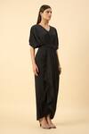 Aakaar_Black Pure Silk Crepe Draped Dress _Online_at_Aza_Fashions