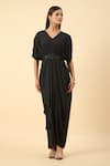 Buy_Aakaar_Black Pure Silk Crepe Draped Dress _at_Aza_Fashions