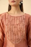 Aakaar_Orange Matka Silk Tunic And Skirt Set _Online_at_Aza_Fashions