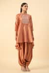 Buy_Aakaar_Orange Designer Matka Silk Dhoti Set _Online_at_Aza_Fashions