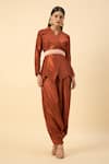 Aakaar_Copper Brown Matka Silk Dhoti Set _Online_at_Aza_Fashions