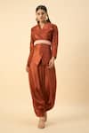 Buy_Aakaar_Copper Brown Matka Silk Dhoti Set _at_Aza_Fashions