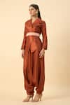 Buy_Aakaar_Copper Brown Matka Silk Dhoti Set _Online_at_Aza_Fashions