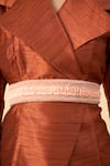 Shop_Aakaar_Copper Brown Matka Silk Dhoti Set _Online_at_Aza_Fashions