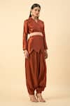 Aakaar_Copper Brown Matka Silk Dhoti Set _at_Aza_Fashions