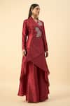 Buy_Aakaar_Crimson Red Tunic And Palazzo Set _Online_at_Aza_Fashions