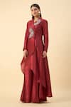 Shop_Aakaar_Crimson Red Tunic And Palazzo Set _Online_at_Aza_Fashions