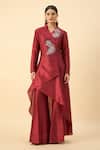 Buy_Aakaar_Crimson Red Tunic And Palazzo Set _at_Aza_Fashions