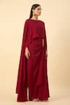 Aakaar_Red Moss Crepe Draped Maxi Dress _Online_at_Aza_Fashions